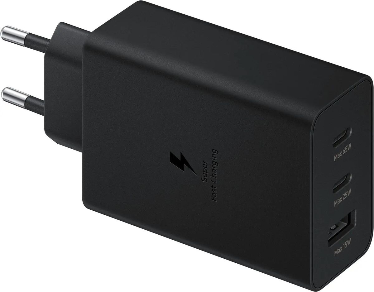 Сетевое зарядное устройство Samsung EP-T6530,  USB + 2xUSB type-C,  65Вт,  3A,  черный [ep-t6530nbegeu]